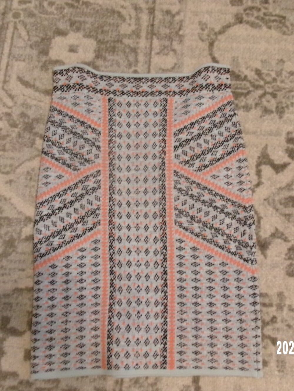 Exc BCBGMAXAZRIA BT AQUA COMBO PAVEL JACUARD SKIRT PZW3F378/B483A SIZE small